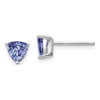14K White Gold 5mm Tanzanite Trillion Stud Earrings