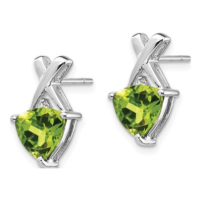 14K White Gold Peridot & White Topaz Trillion Dangle Earrings – view 2