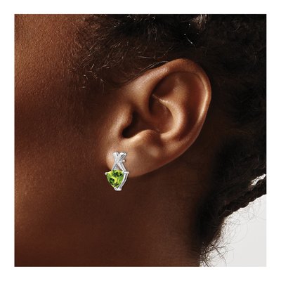 14K White Gold Peridot & White Topaz Trillion Dangle Earrings – view 3