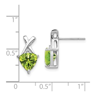 14K White Gold Peridot & White Topaz Trillion Dangle Earrings – view 4