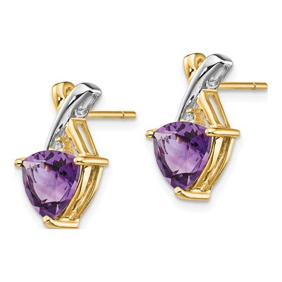 14K Yellow Gold Amethyst & White Topaz Trillion Dangle Earrings – view 2