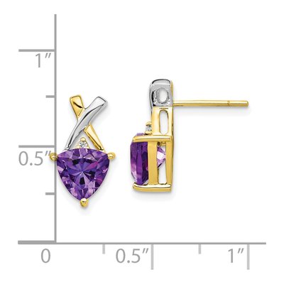 14K Yellow Gold Amethyst & White Topaz Trillion Dangle Earrings – view 4