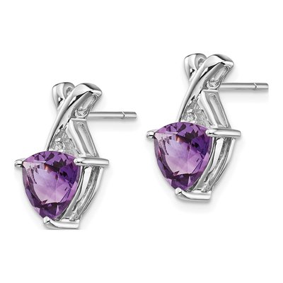 14K White Gold Amethyst & White Topaz Trillion Dangle Earrings – view 3