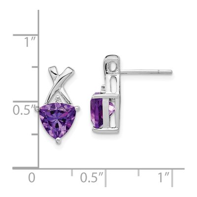 14K White Gold Amethyst & White Topaz Trillion Dangle Earrings – view 5