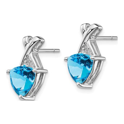 14K White Gold Swiss Blue Topaz & White Topaz Dangle Earrings – view 2