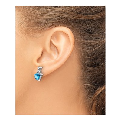 14K White Gold Swiss Blue Topaz & White Topaz Dangle Earrings – view 3