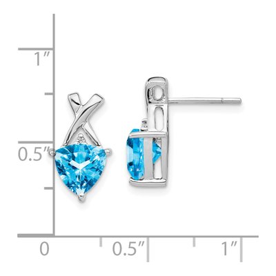 14K White Gold Swiss Blue Topaz & White Topaz Dangle Earrings – view 4