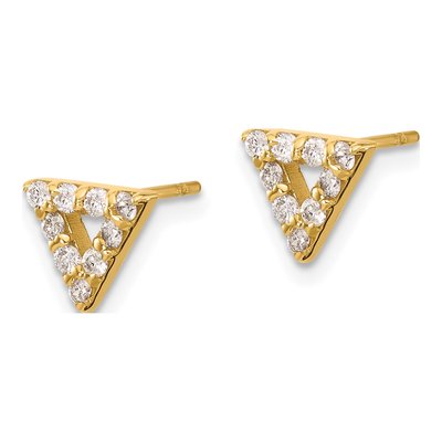 14K Yellow Gold 1/3 ct tw 1.6mm Round Diamond Open Triangle Stud Earrings – view 2