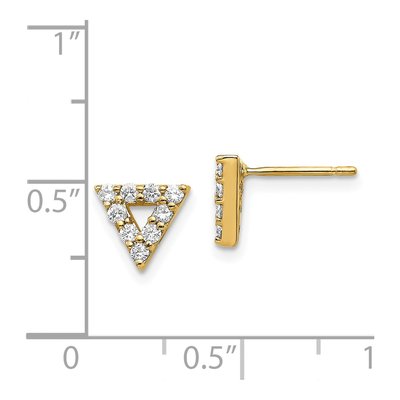 14K Yellow Gold 1/3 ct tw 1.6mm Round Diamond Open Triangle Stud Earrings – view 4