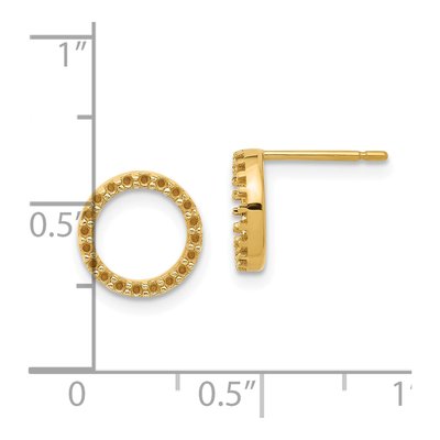 14K Yellow Gold Open Circle Earring Mounting – view 2