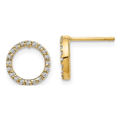 14K Yellow Gold 1/6 ct tw 1mm Round Diamond Open Circle Stud Earrings