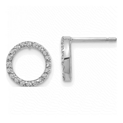 14K White Gold Diamond Open Circle Earring Mounting