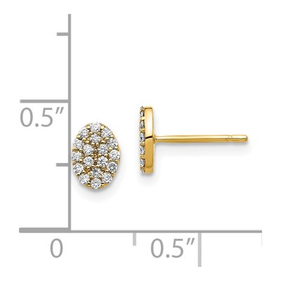 14K Yellow Gold 1/4 ct tw 1.1mm Round Diamond Cluster Oval Stud Earrings – view 2