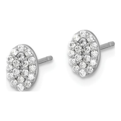 14K White Gold Diamond Cluster Oval Earring Mounting – view 2