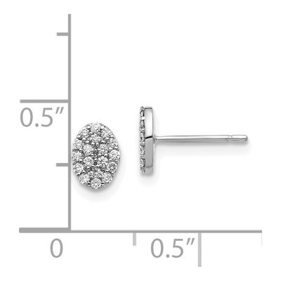 14K White Gold Diamond Cluster Oval Earring Mounting – view 4