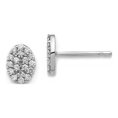14K White Gold Diamond Cluster Oval Earring Mounting