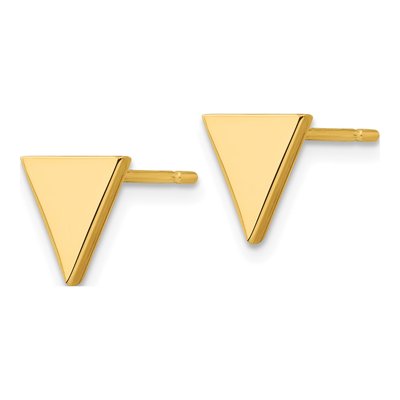 14K Yellow Gold Triangle Stud Earrings – view 3