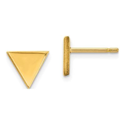 14K Yellow Gold Triangle Stud Earrings