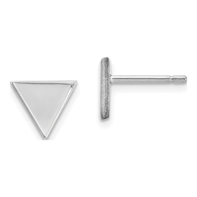 14K White Gold Triangle Stud Earrings