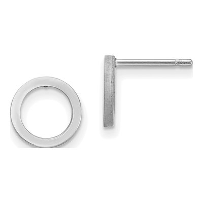 14K White Gold Open Circle Stud Earrings