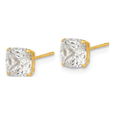 14K Yellow Gold CZ Cushion Stud Earrings – view 3