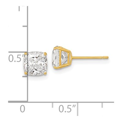 14K Yellow Gold CZ Cushion Stud Earrings – view 5