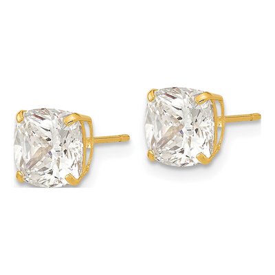 14K Yellow Gold CZ Cushion Stud Earrings – view 2