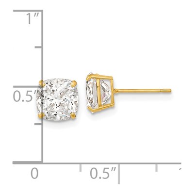14K Yellow Gold CZ Cushion Stud Earrings – view 4