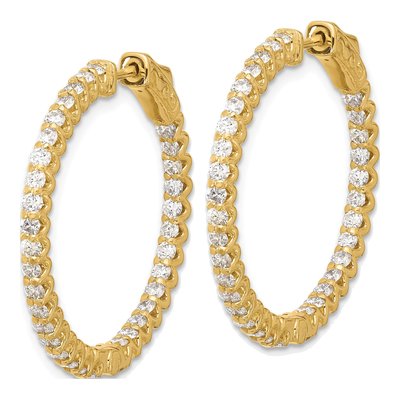14K Yellow Gold 2.3 ct tw 29mm Diamond Inside-Out Hoop Earrings – view 2