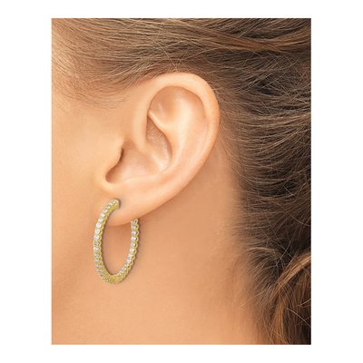 14K Yellow Gold 2.3 ct tw 29mm Diamond Inside-Out Hoop Earrings – view 3