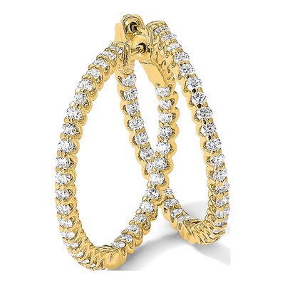 14K Yellow Gold 2.3 ct tw 29mm Diamond Inside-Out Hoop Earrings – view 4