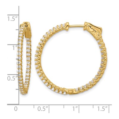 14K Yellow Gold 1.56 ct tw 29mm Diamond Inside-Out Hoop Earrings – view 4