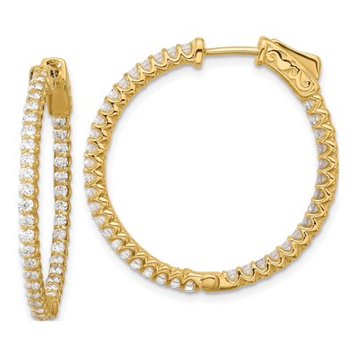 14K Yellow Gold 1.56 ct tw 29mm Diamond Inside-Out Hoop Earrings