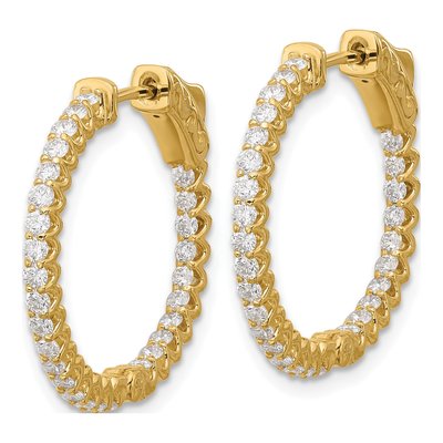 14K Yellow Gold 1.12 ct tw 22mm Diamond Inside-Out Hoop Earrings – view 2