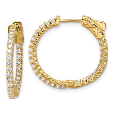 14K Yellow Gold 1.12 ct tw 22mm Diamond Inside-Out Hoop Earrings