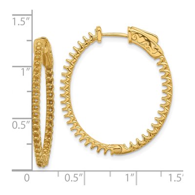 14K Yellow Gold 1.14 ct tw 30mm Diamond Hoop Earrings – view 4