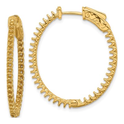 14K Yellow Gold 1.14 ct tw 30mm Diamond Hoop Earrings