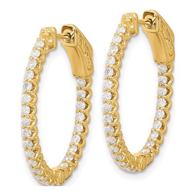 14K Yellow Gold 0.78 ct tw 23mm Diamond Inside-Out Oval Hoop Earrings – view 2