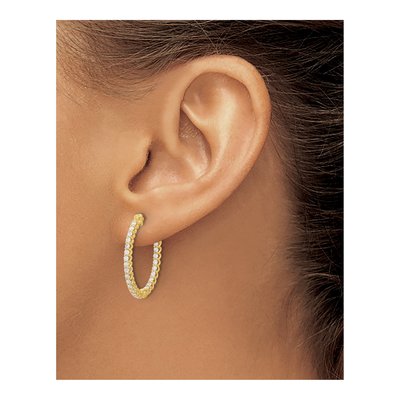 14K Yellow Gold 0.78 ct tw 23mm Diamond Inside-Out Oval Hoop Earrings – view 3
