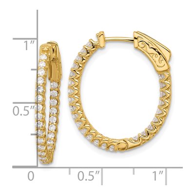 14K Yellow Gold 0.78 ct tw 23mm Diamond Inside-Out Oval Hoop Earrings – view 4