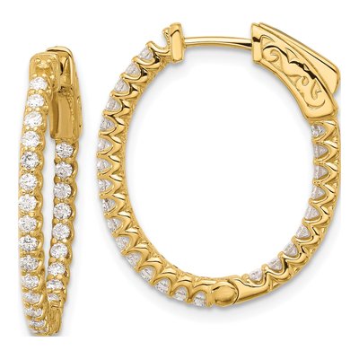 14K Yellow Gold 0.78 ct tw 23mm Diamond Inside-Out Oval Hoop Earrings