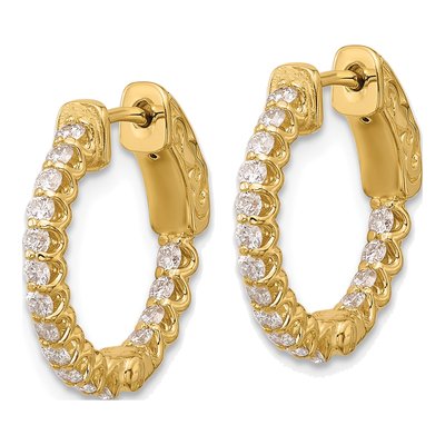 14K Yellow Gold 0.64 ct tw 17mm Diamond Inside-Out Hoop Earrings – view 2