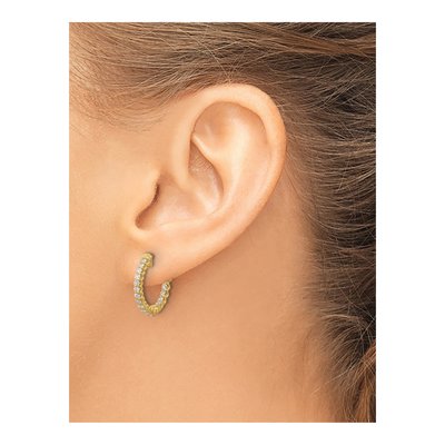 14K Yellow Gold 0.64 ct tw 17mm Diamond Inside-Out Hoop Earrings – view 3