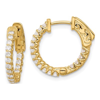 14K Yellow Gold 0.64 ct tw 17mm Diamond Inside-Out Hoop Earrings