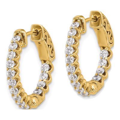 14K Yellow Gold 0.98 ct tw 18mm Diamond Inside-Out Hoop Earrings – view 2