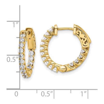 14K Yellow Gold 0.98 ct tw 18mm Diamond Inside-Out Hoop Earrings – view 4