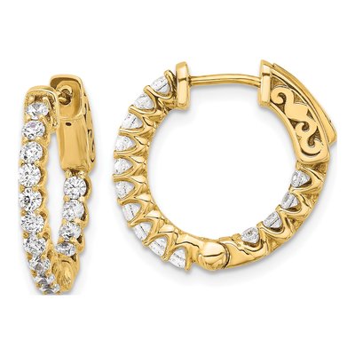 14K Yellow Gold 0.98 ct tw 18mm Diamond Inside-Out Hoop Earrings