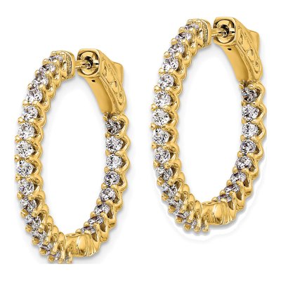 14K Yellow Gold 1.6 ct tw 23mm Diamond Inside-Out Hoop Earrings – view 2