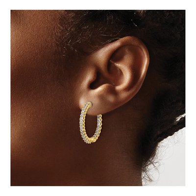 14K Yellow Gold 1.6 ct tw 23mm Diamond Inside-Out Hoop Earrings – view 3
