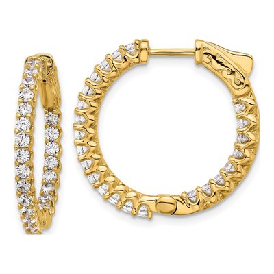 14K Yellow Gold 1.6 ct tw 23mm Diamond Inside-Out Hoop Earrings
